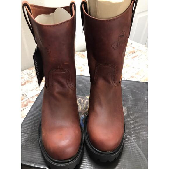 Angus Men's Work Boots Brown with Steel Safety Toe CONSTRUCTION BOTAS NON SLIP 8 - Picture 4 of 10